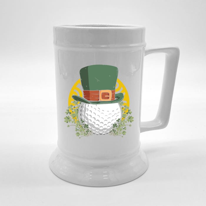 St Patricks Day Shamrock Irish Leprechaun Golf Gift Front & Back Beer Stein