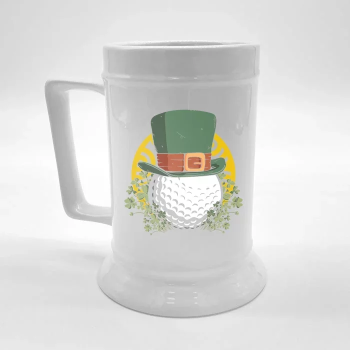 St Patricks Day Shamrock Irish Leprechaun Golf Gift Front & Back Beer Stein