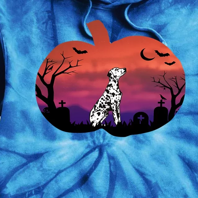 Spooky Pumpkin Dalmatian Dog Halloween Holiday Gift Tie Dye Hoodie