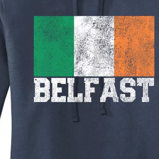 St Patrick's Day Irish Flag Belfast Ireland Saint Paddy's Funny Gift Women's Pullover Hoodie