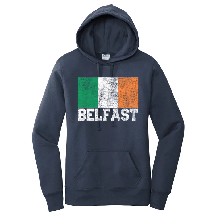 St Patrick's Day Irish Flag Belfast Ireland Saint Paddy's Funny Gift Women's Pullover Hoodie