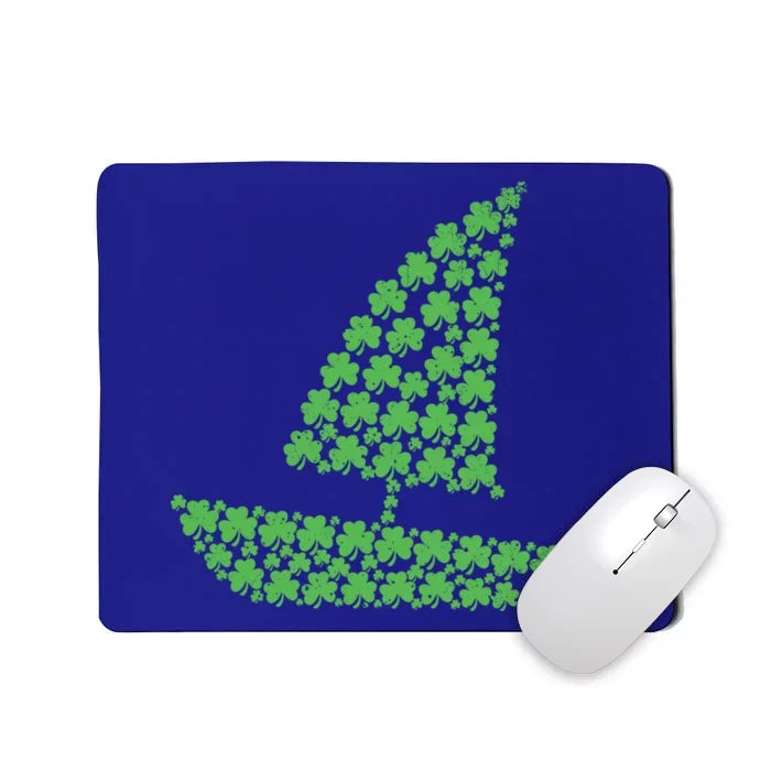 St Patricks Day Shamrock Boating Distressed Gift Mousepad