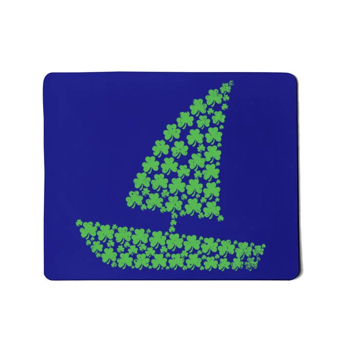 St Patricks Day Shamrock Boating Distressed Gift Mousepad