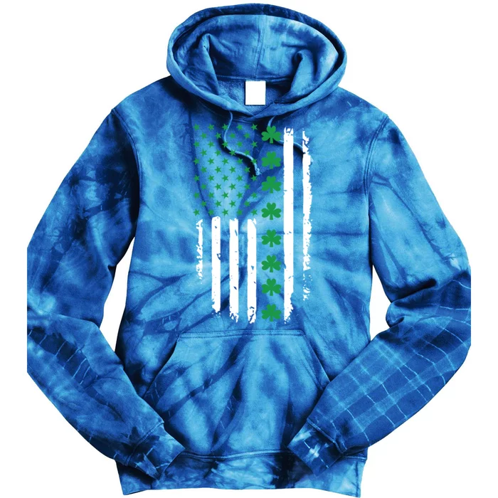 St Patrick's Day Irish American Flag Patty's Day Gift Tie Dye Hoodie