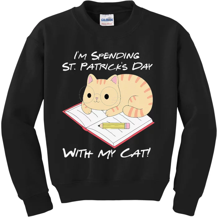 Saint Patrick's Day, Cat Anime Kawaii Neko Kids Sweatshirt