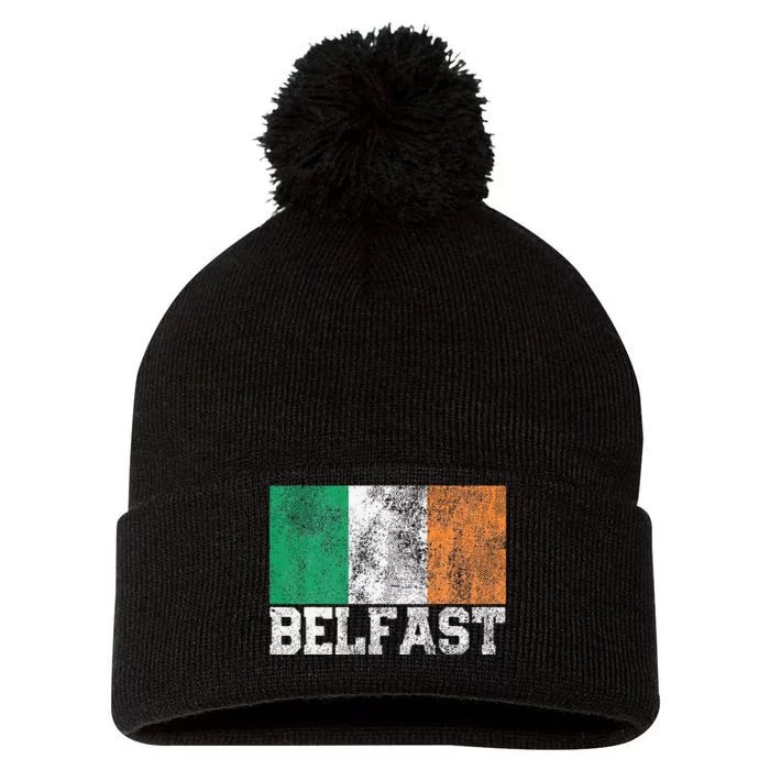 St Patrick's Day Irish Flag Belfast Ireland Saint Paddy's Pom Pom 12in Knit Beanie