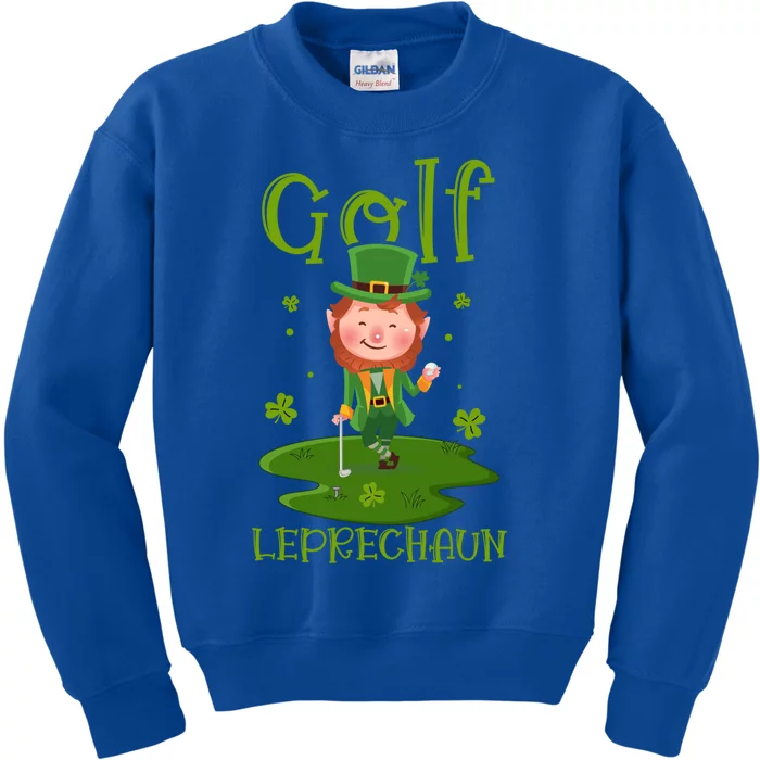 St Patricks Day Shamrocks Shenanigans Leprechaun Golf Gift Kids Sweatshirt