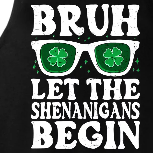 St Patricks Day Bruh Let The Shenanigans Begin Shamrock Clover Sun Glasses Ladies Tri-Blend Wicking Tank