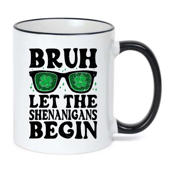 St Patricks Day Bruh Let The Shenanigans Begin Shamrock Clover Sun Glasses Black Color Changing Mug