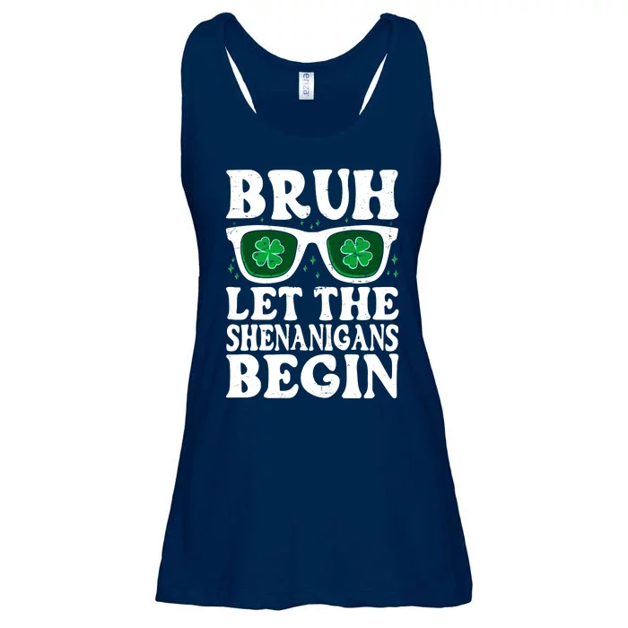 St Patricks Day Bruh Let The Shenanigans Begin Shamrock Clover Sun Glasses Ladies Essential Flowy Tank