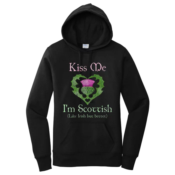 St. Patricks Day Funny Scottish Kiss Me Im Scottish Women's Pullover Hoodie