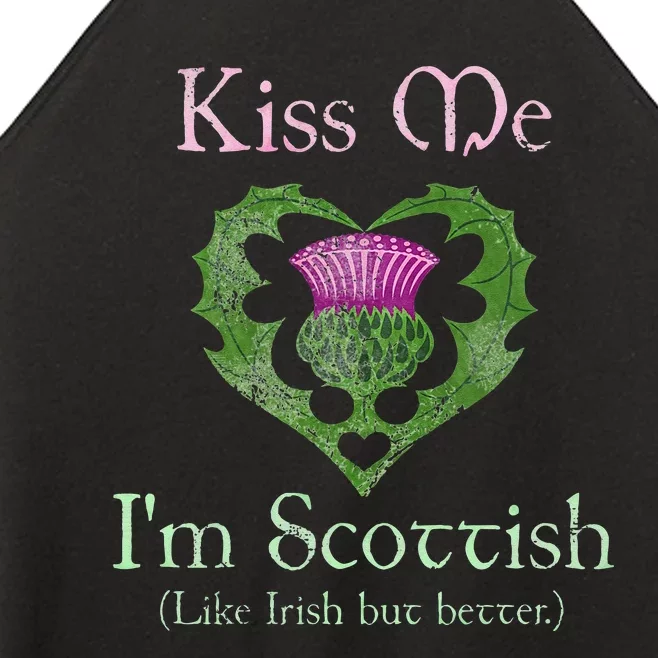 St. Patricks Day Funny Scottish Kiss Me Im Scottish Women’s Perfect Tri Rocker Tank