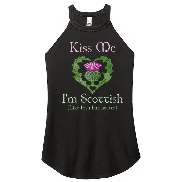 St. Patricks Day Funny Scottish Kiss Me Im Scottish Women’s Perfect Tri Rocker Tank