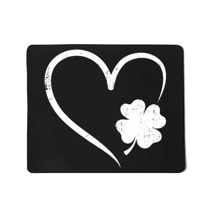 St Patricks day love with heart and shamrock clover Mousepad