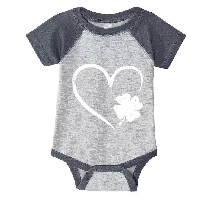 St Patricks day love with heart and shamrock clover Infant Baby Jersey Bodysuit