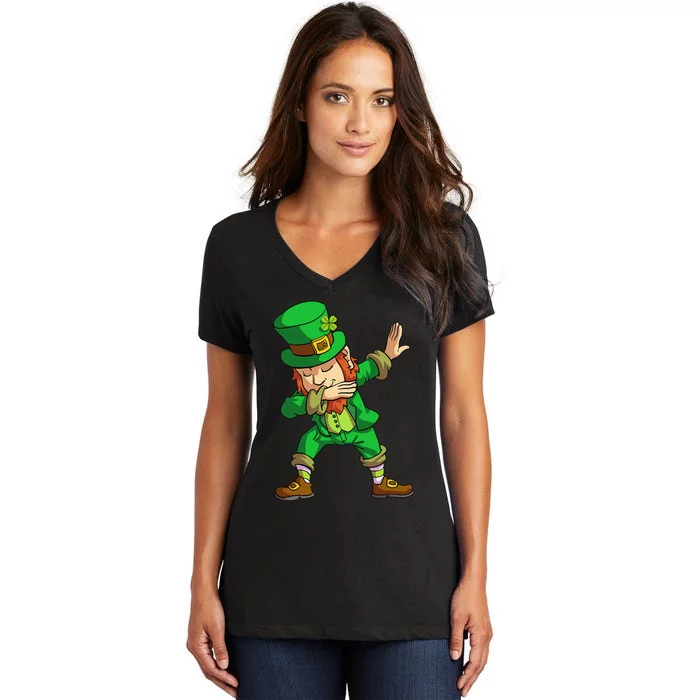 St Patricks Day Dabbing Leprechaun Women's V-Neck T-Shirt