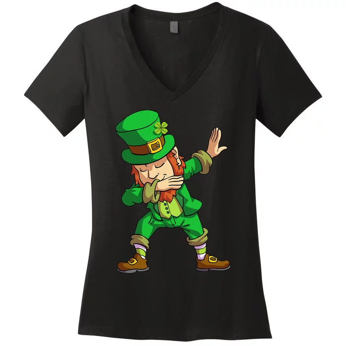 St Patricks Day Dabbing Leprechaun Women's V-Neck T-Shirt