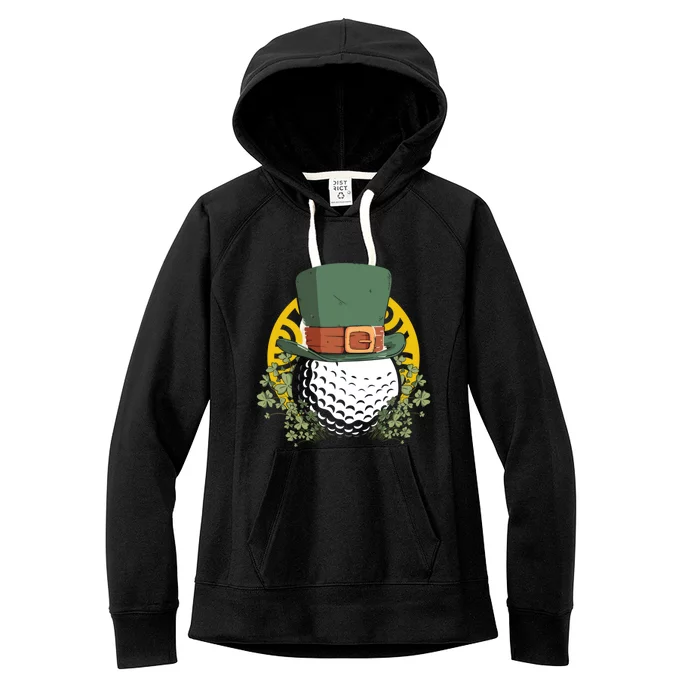 St Patricks Day Shamrock Irish Leprechaun Golf Gift Women's Fleece Hoodie