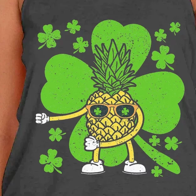 St Patricks Day Floss Dance Irish Flossing Pineapple Fruit Women's Knotted Racerback Tank