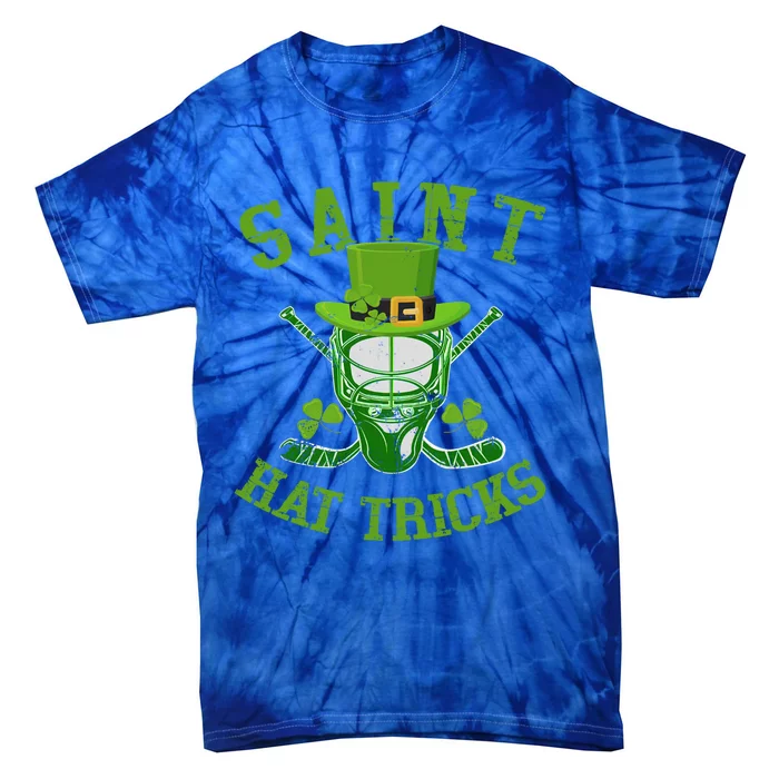 St Patricks Day Saint Hat Tricks Hockey Shamrock Gift Tie-Dye T-Shirt