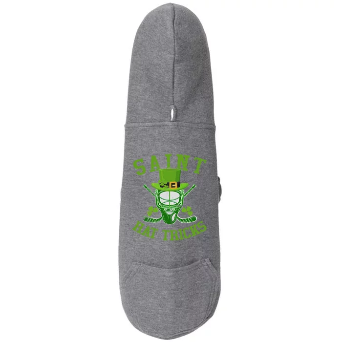 St Patricks Day Saint Hat Tricks Hockey Shamrock Gift Doggie 3-End Fleece Hoodie