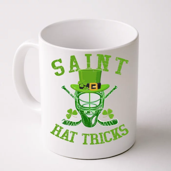 St Patricks Day Saint Hat Tricks Hockey Shamrock Gift Front & Back Coffee Mug