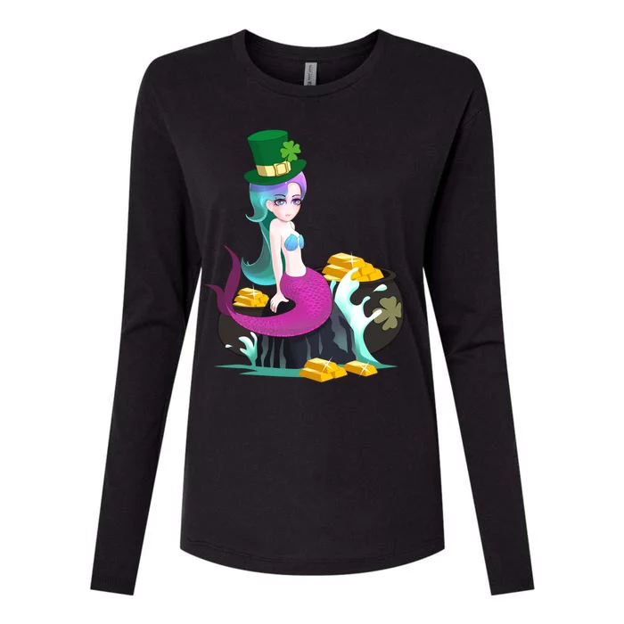 St Patricks Day Lucky Mermaid Leprechaun Shamrock Irish Gift Womens Cotton Relaxed Long Sleeve T-Shirt