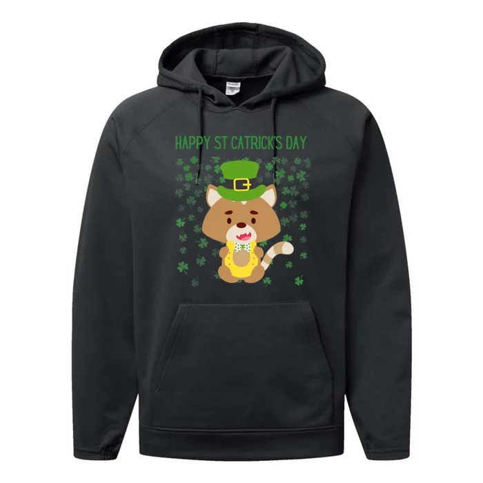 St Patricks Day Funny Cat Lovers Happy St Catricks Day Performance Fleece Hoodie