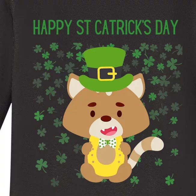 St Patricks Day Funny Cat Lovers Happy St Catricks Day Baby Long Sleeve Bodysuit