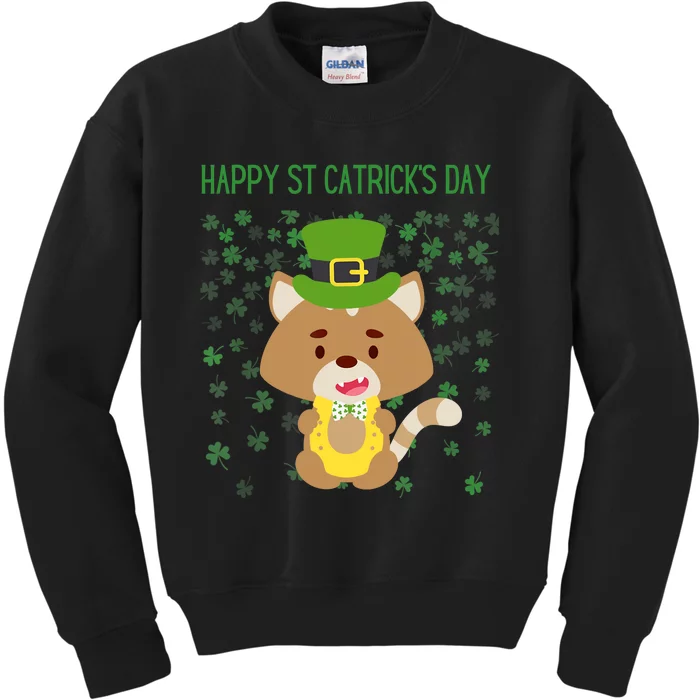 St Patricks Day Funny Cat Lovers Happy St Catricks Day Kids Sweatshirt