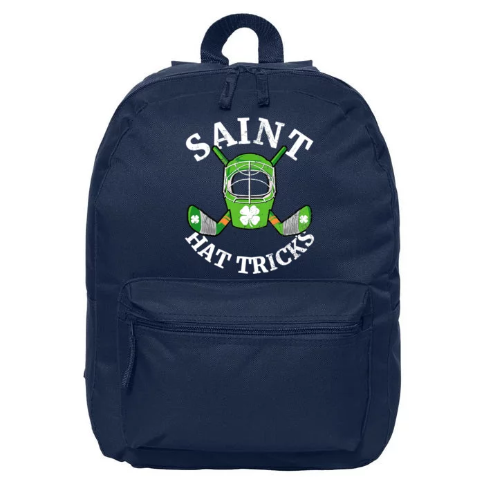 St Patricks Day Saint Hat Tricks Hockey Shamrock Boy 16 in Basic Backpack