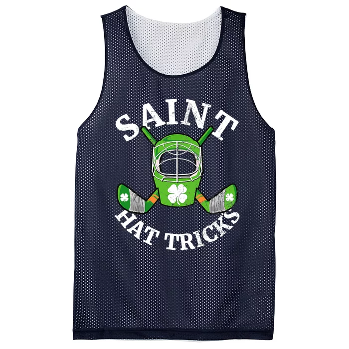 St Patricks Day Saint Hat Tricks Hockey Shamrock Boy Mesh Reversible Basketball Jersey Tank