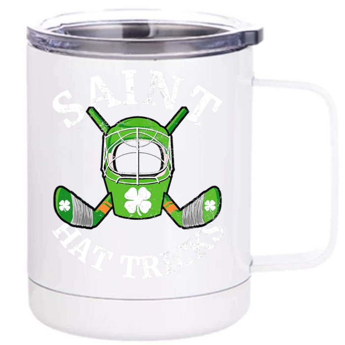 St Patricks Day Saint Hat Tricks Hockey Shamrock Boy Front & Back 12oz Stainless Steel Tumbler Cup