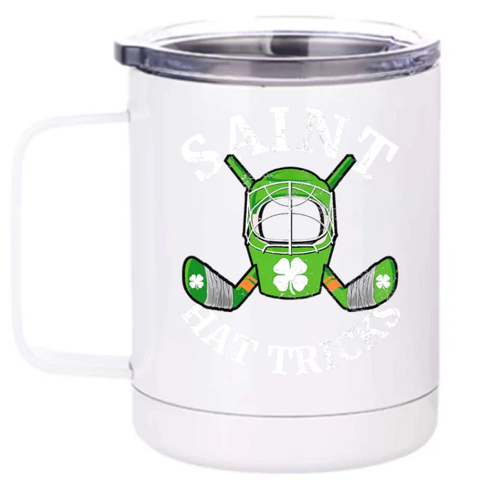 St Patricks Day Saint Hat Tricks Hockey Shamrock Boy Front & Back 12oz Stainless Steel Tumbler Cup