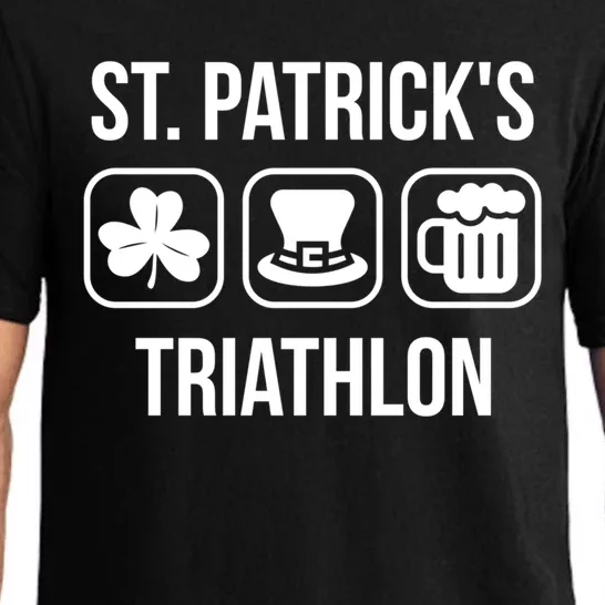 St Patricks Day Funny Gift Triathlon Leprechaun Hat Beer Tee Meaningful Gift Pajama Set