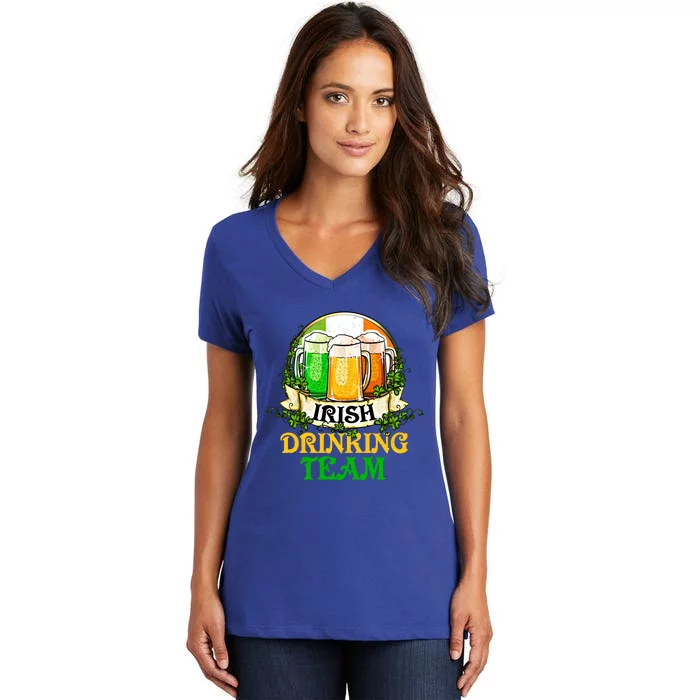 St Patrick's Day Funny Irish Ing Team Beer Lover Gift Women's V-Neck T-Shirt