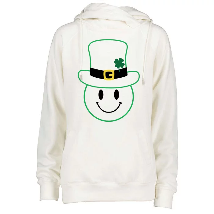 St Patrick's Day Smiley Face Holiday Womens Funnel Neck Pullover Hood