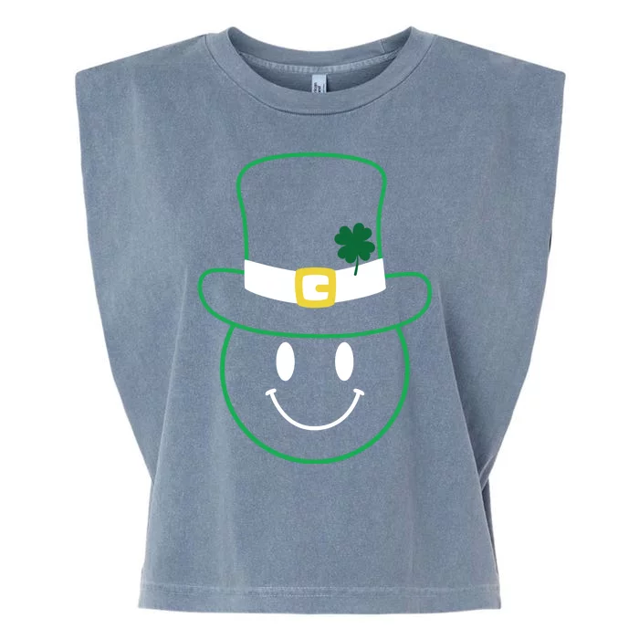 St Patrick's Day Smiley Face Holiday Garment-Dyed Women's Muscle Tee