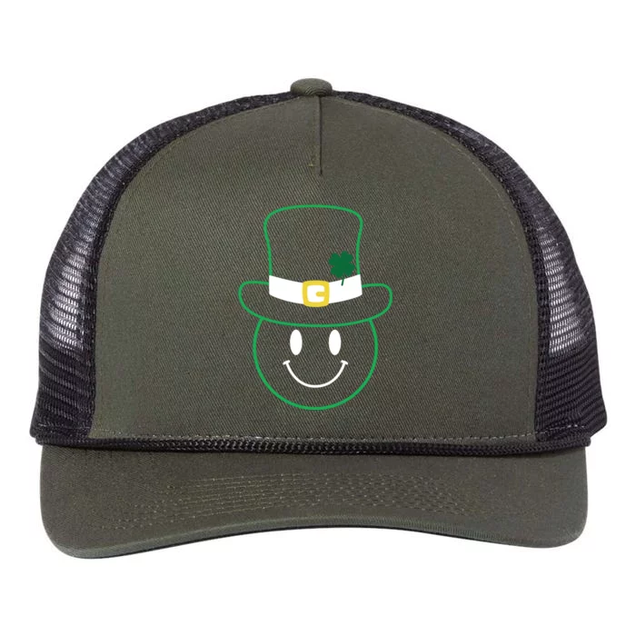 St Patrick's Day Smiley Face Holiday Retro Rope Trucker Hat Cap