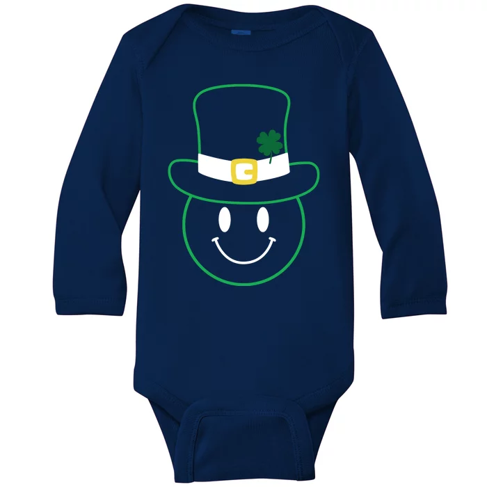 St Patrick's Day Smiley Face Holiday Baby Long Sleeve Bodysuit