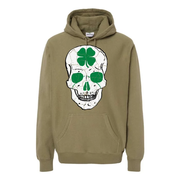 St Patrick's Day Clover Skull Premium Hoodie