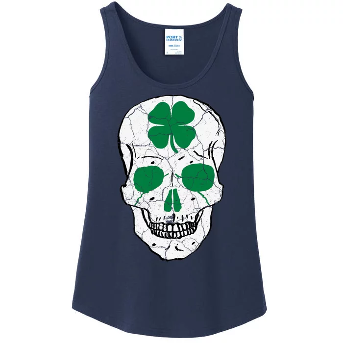 St Patrick's Day Clover Skull Ladies Essential Tank