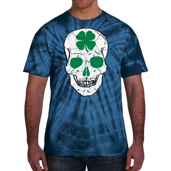 St Patrick's Day Clover Skull Tie-Dye T-Shirt