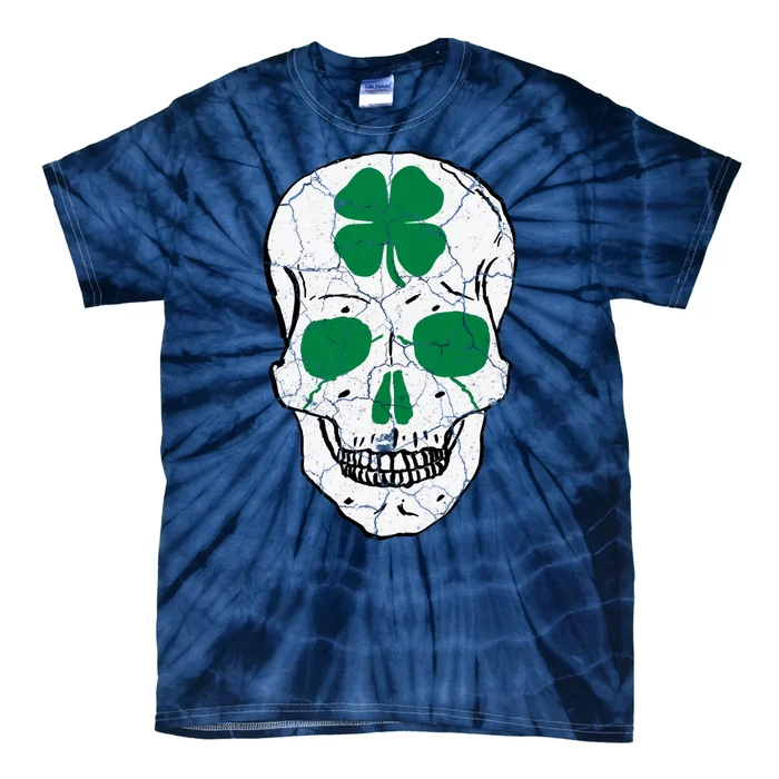 St Patrick's Day Clover Skull Tie-Dye T-Shirt