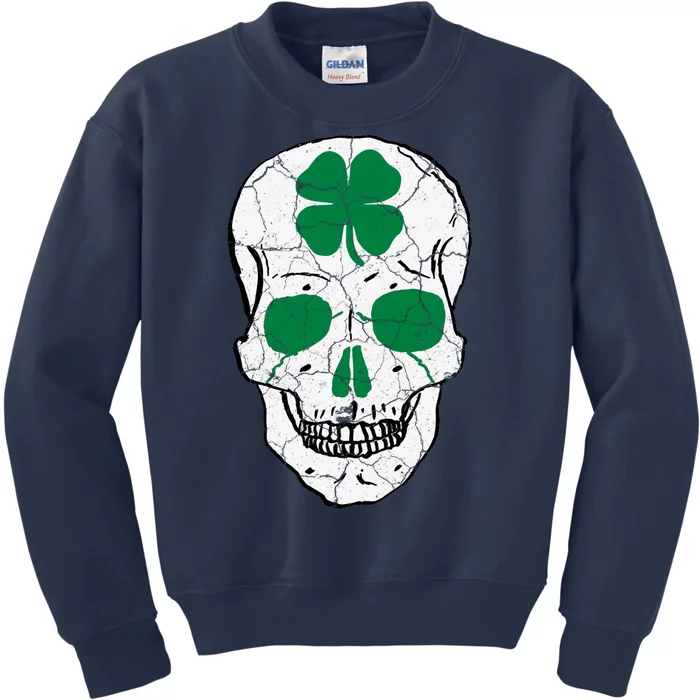 St Patrick's Day Clover Skull Kids Sweatshirt