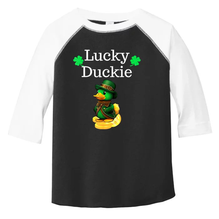 St Patrick's Day Lucky Duckie Retro Teacher Toddler Fine Jersey T-Shirt