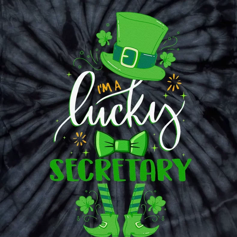 Saint Patrick's Day Leprechaun I'm A Lucky Secretary Gift Tie-Dye T-Shirt