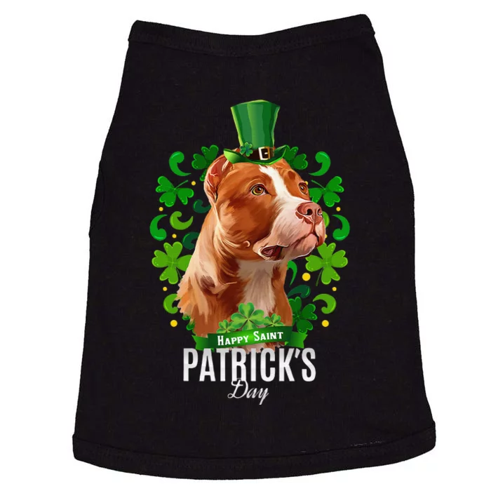 St Patrick's Day Irish Saint Patrick Shamrock Pitbull Head Doggie Tank