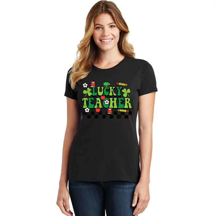 St Patricks Day Lucky Teacher Saint Paddys Groovy Women's T-Shirt