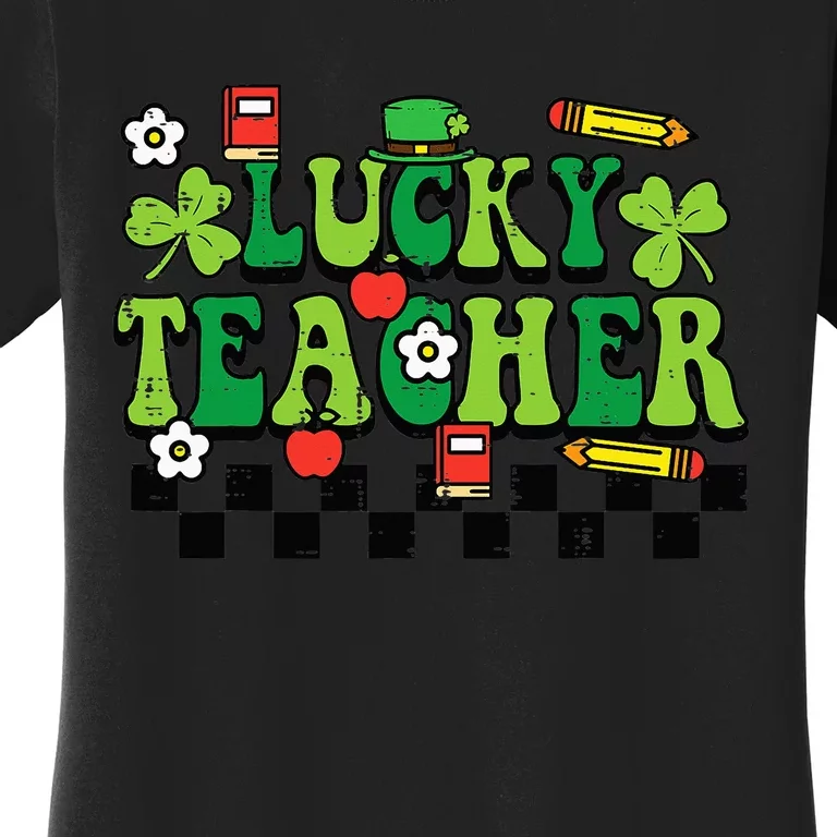 St Patricks Day Lucky Teacher Saint Paddys Groovy Women's T-Shirt